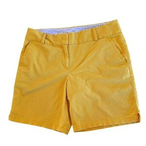 Ann Taylor LOFT Riviera Shorts Cotton Twill Stretch Mustard Yellow 8" inseam 8